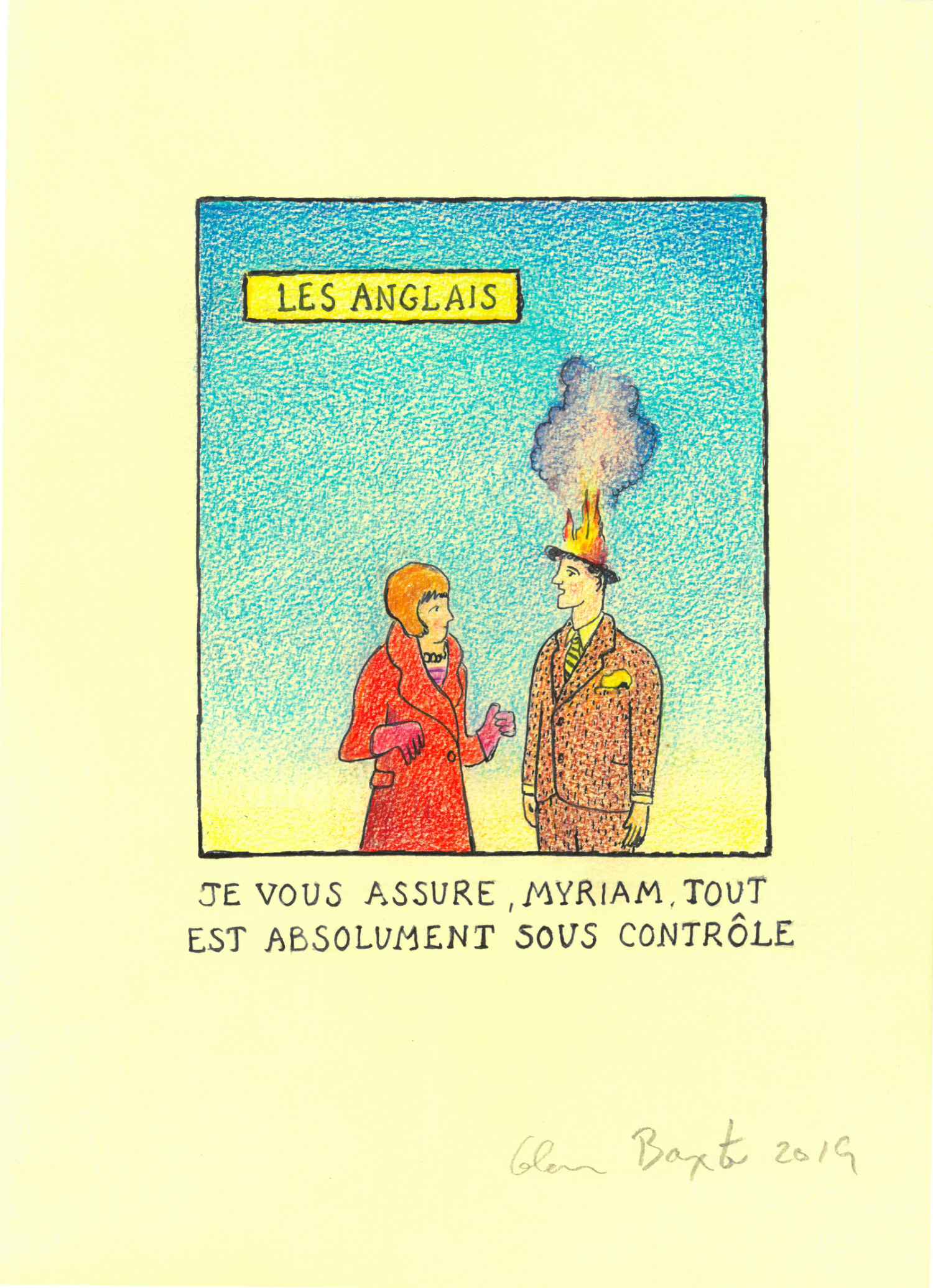 “Untitled“, 2019. Encre et crayon sur papier, 38 x 27 cm © Glen Baxter