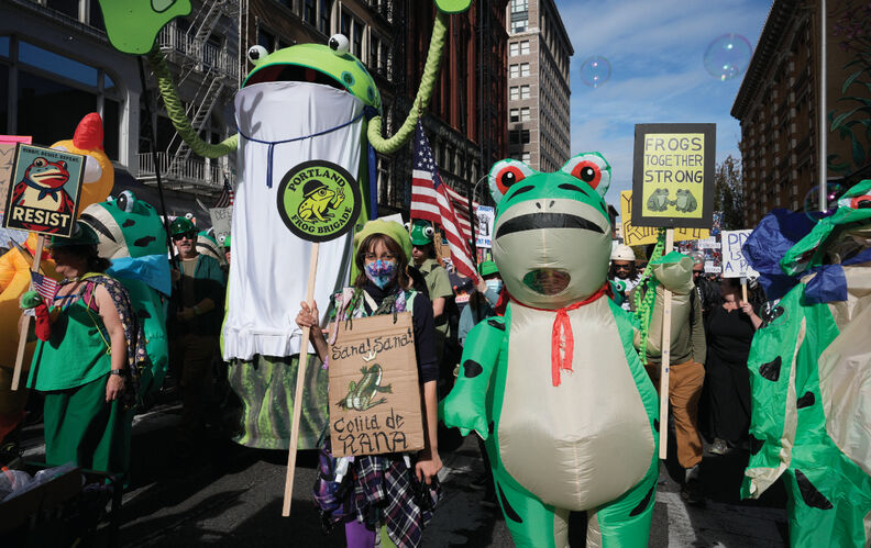 Des grenouilles gonflées pour résister à Trump : “Le plus grand acte de résistance face à l’obscurité est la joie radicale”