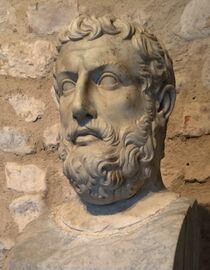 Buste de Parménide tiré d'un hermès datant vraisemblablement du Ier siècle.